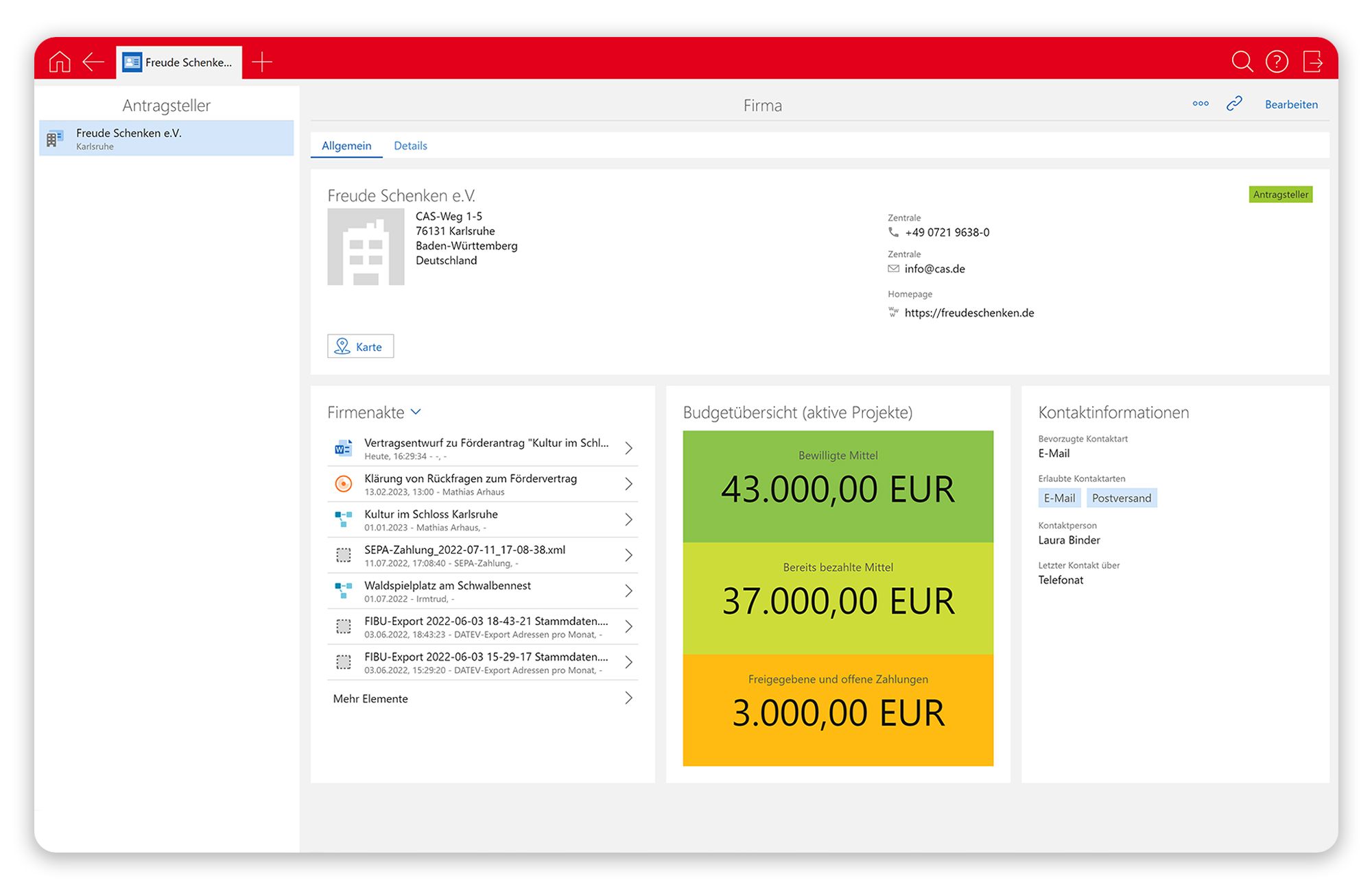 CAS Maecenas Kontaktmanagement